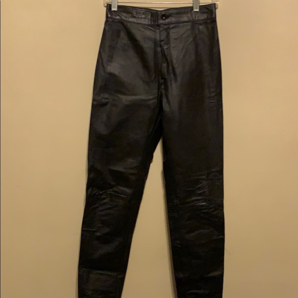 Genuine 100% leather high waist trousers